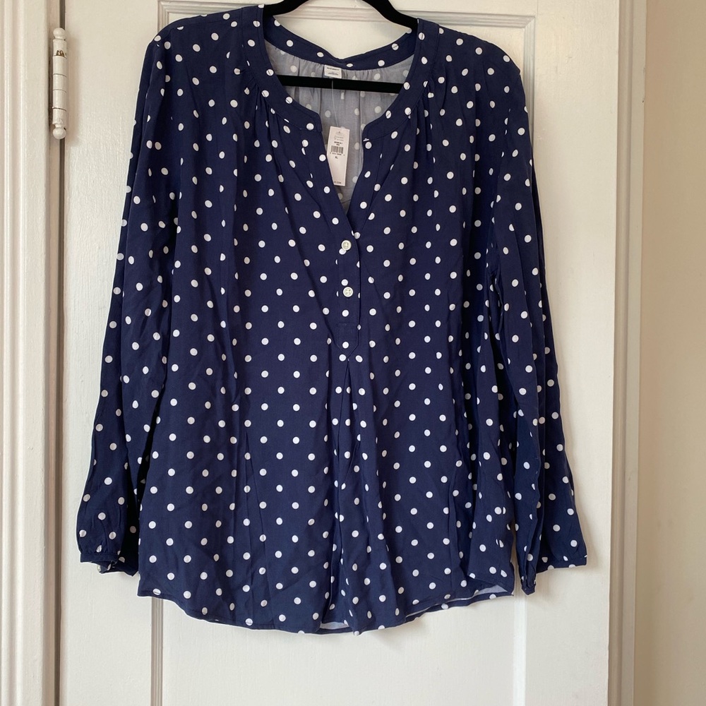 NWT Old Navy Blue Polka Dot Blouse